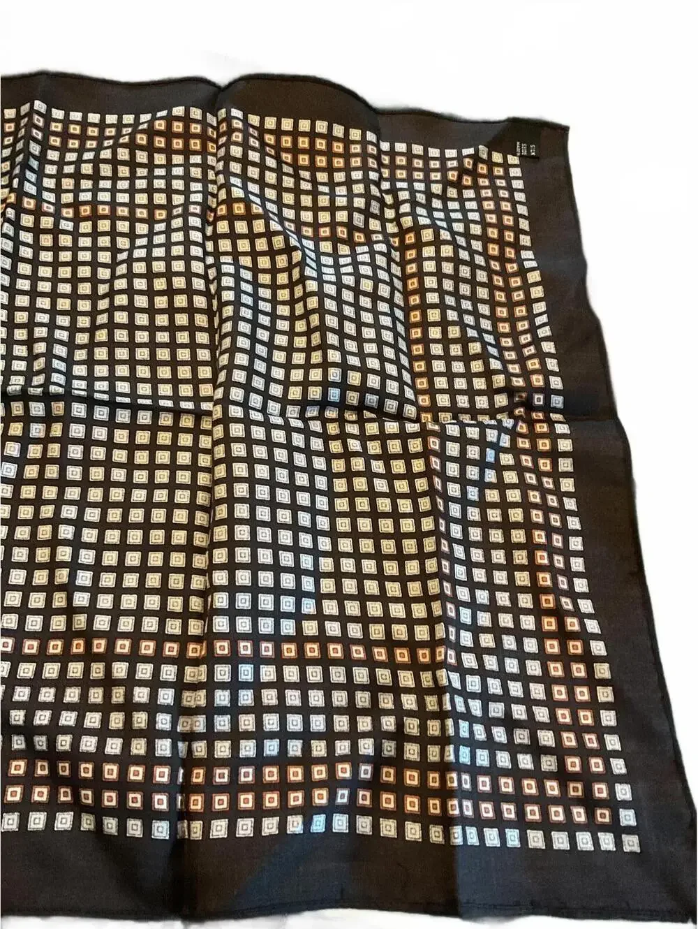 Geometric Silk Scarf - Dark Brown & Multicolor
